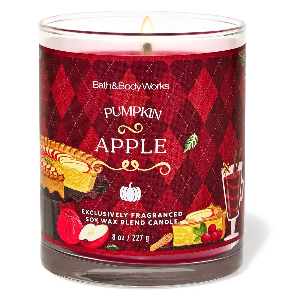 Bath & Body Works Fall Autumn Pumpkin Apple Single Wick Candle 8oz NEW RARE - Picture 1 of 1